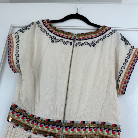 NWT Alice + Olivia Gertie Mini Dress Embroidered Floral Pattern In White Sz 10 - Picture 12 of 13